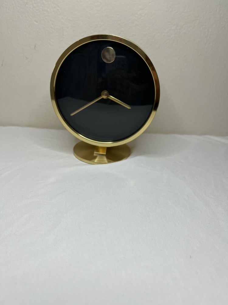 Mid-Century Modern Brass Table Or Desk Clock By Howard Miller