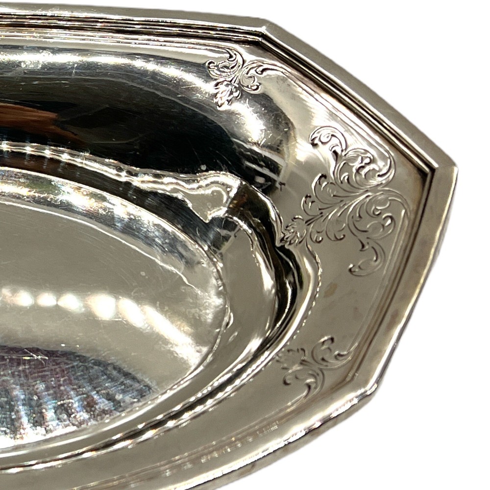 Sterling Silver Vegetable Bowl Oval Etched Monogrammed Hollowware C1544