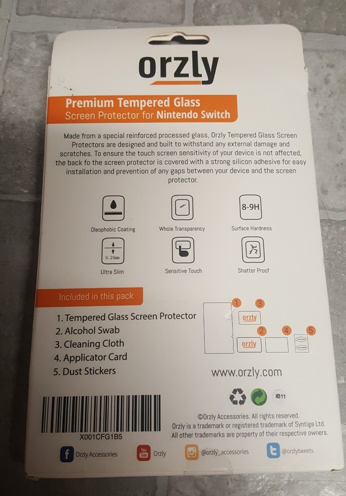 OPEN BOX Orzly Premium Tempered Glass Screen Protector for Nintendo Switch