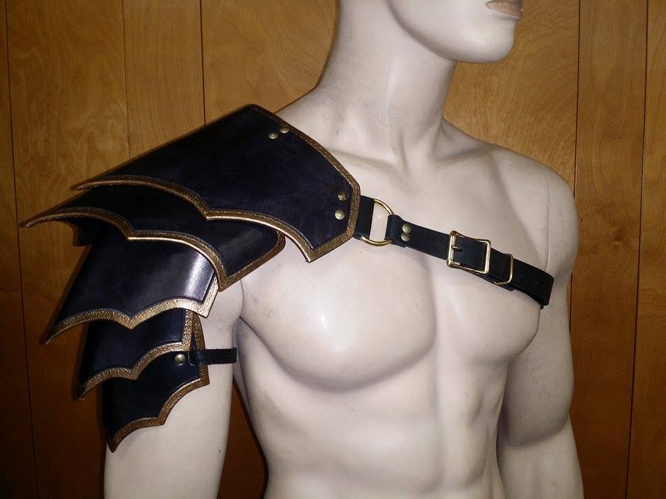 LEATHER ARMOR SENTINEL 2 SHOULDER LARP COSPLAY