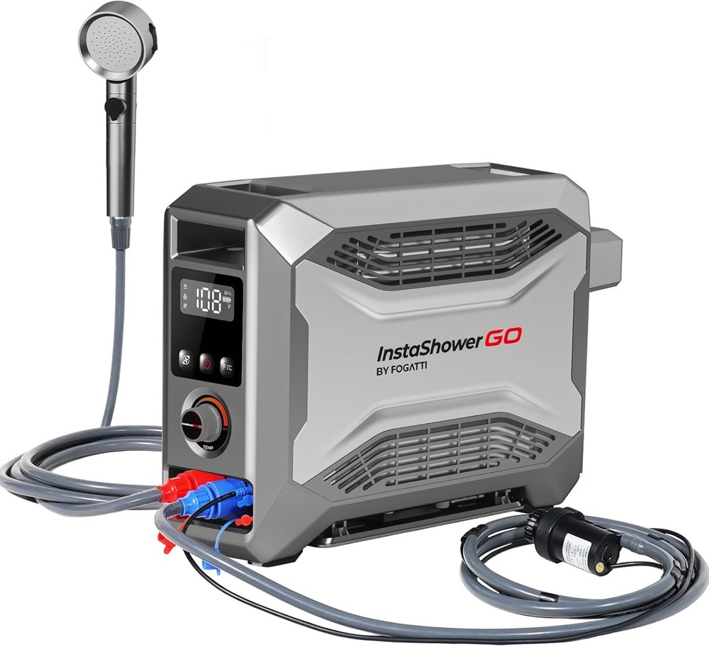 FOGATTI Portable Gas Water Heater 19,000 BTU For Outdoor Camping Shower 12V DC