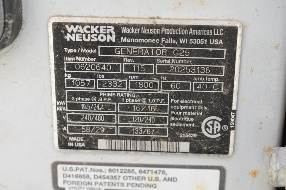 Wacker Neuson g25 generator 20 KW