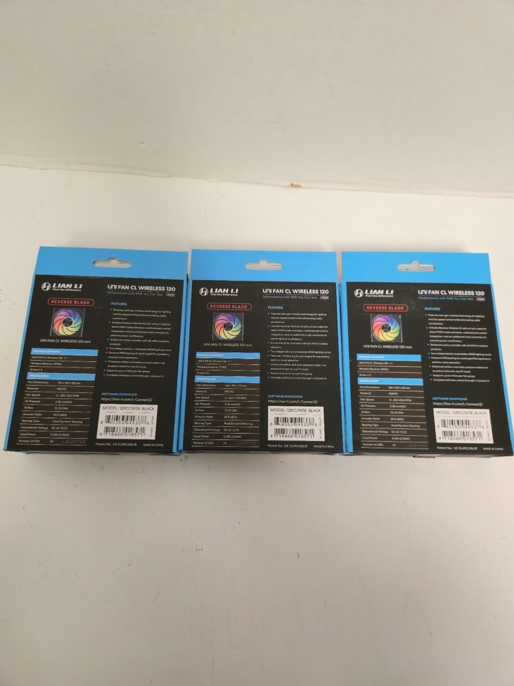 Untested Lian Li CL Wireless 120 Reverse Blade - Black - 3 Pack