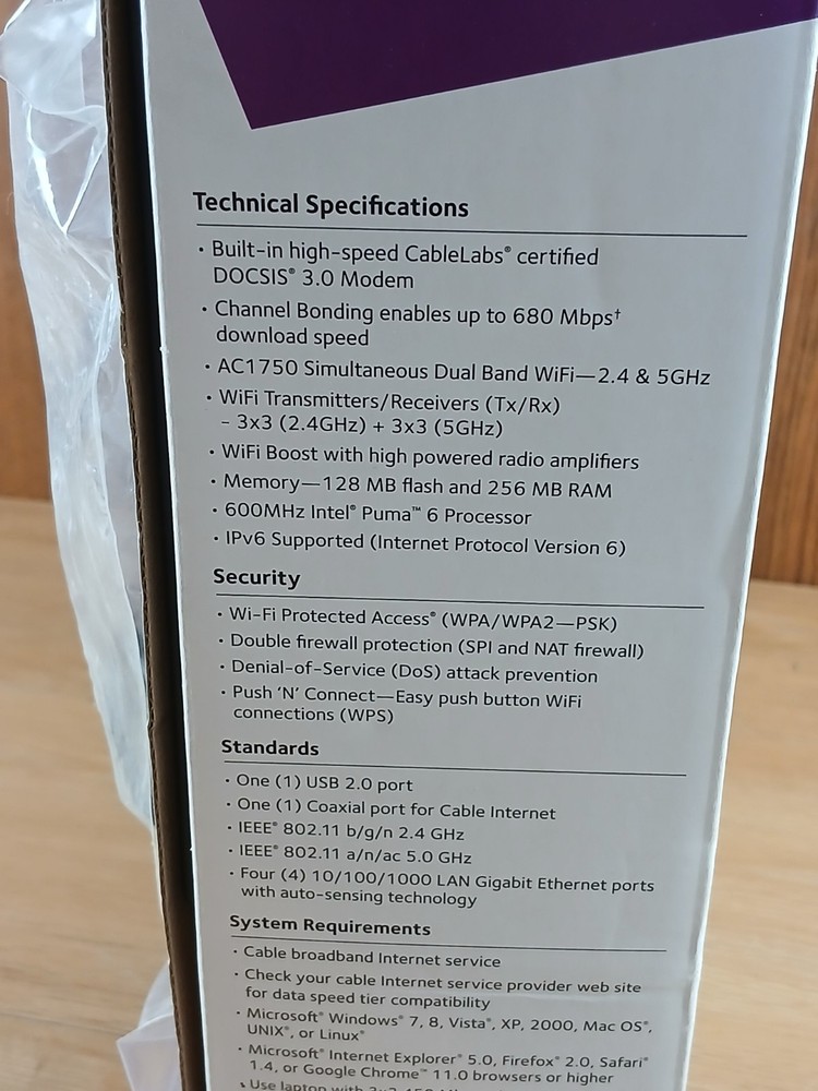 NETGEAR WIFI Cable Modem Router Model C6300