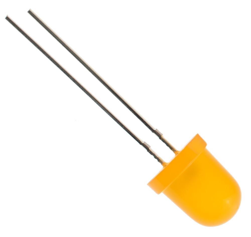 100 x Amber 8mm LED Diffused 200mcd 40°