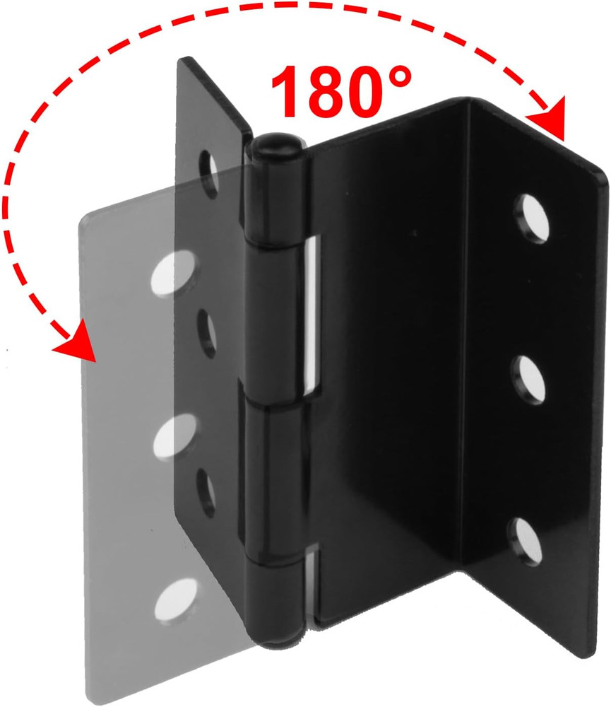 6 Pcs 3" High Half-Surface Chest Hinges,Black Offset Hinge for 1" Thick Door Pan