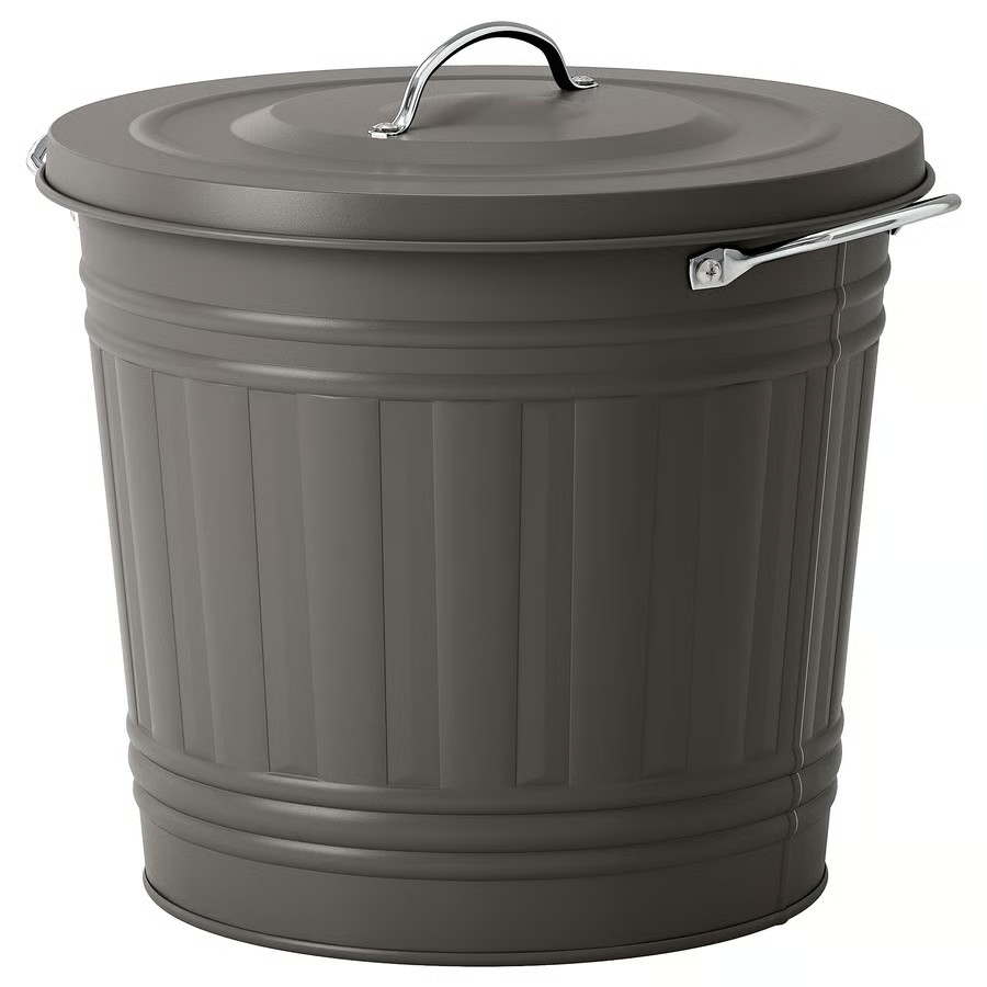 IKEA KNODD Bin with lid, gray, 4 gallon