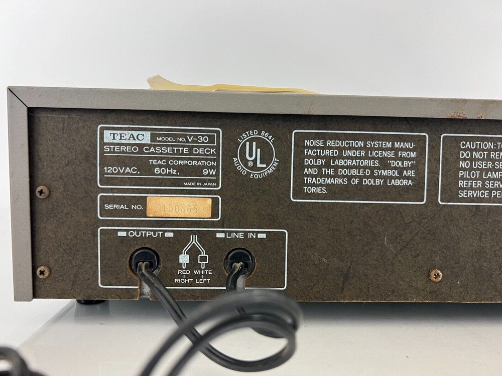 TEAC V-30 Stereo Audio Cassette Tape Deck Component Japan - Broken Record Button
