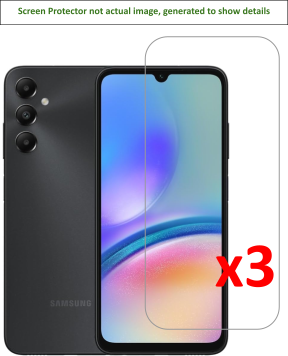 3x Samsung Galaxy A05s Screen Protector w/ cloth