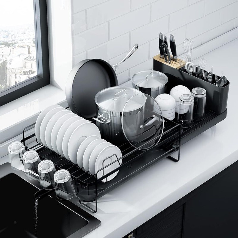 Adjustable Expandable Dish Drying Rack Anti-Slip Rustproof Kitchen Organizer New