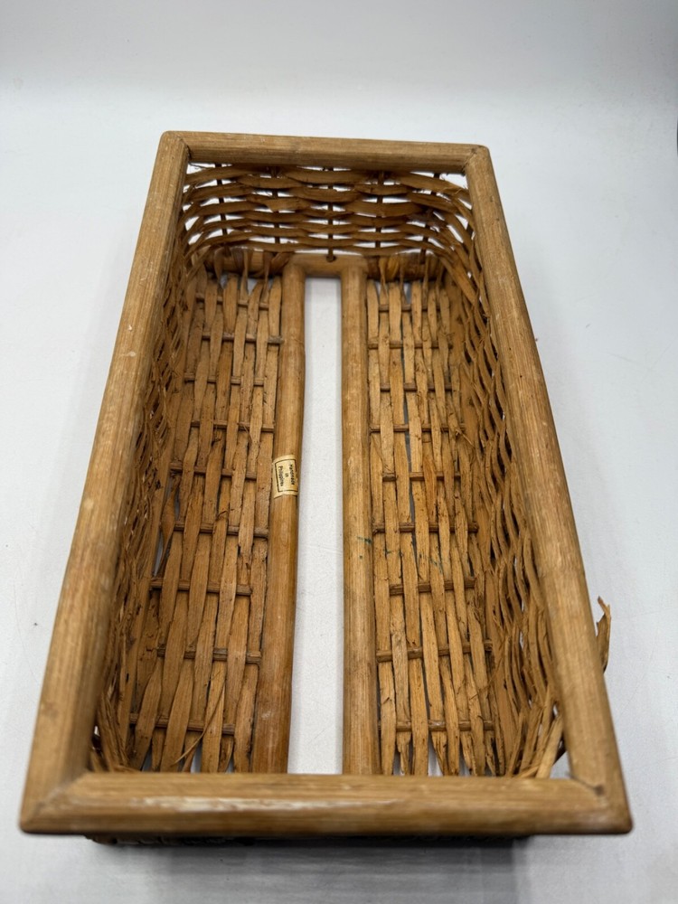 Vintage Wicker Tissue Box Cover Woven Rectangular Made In Philippines