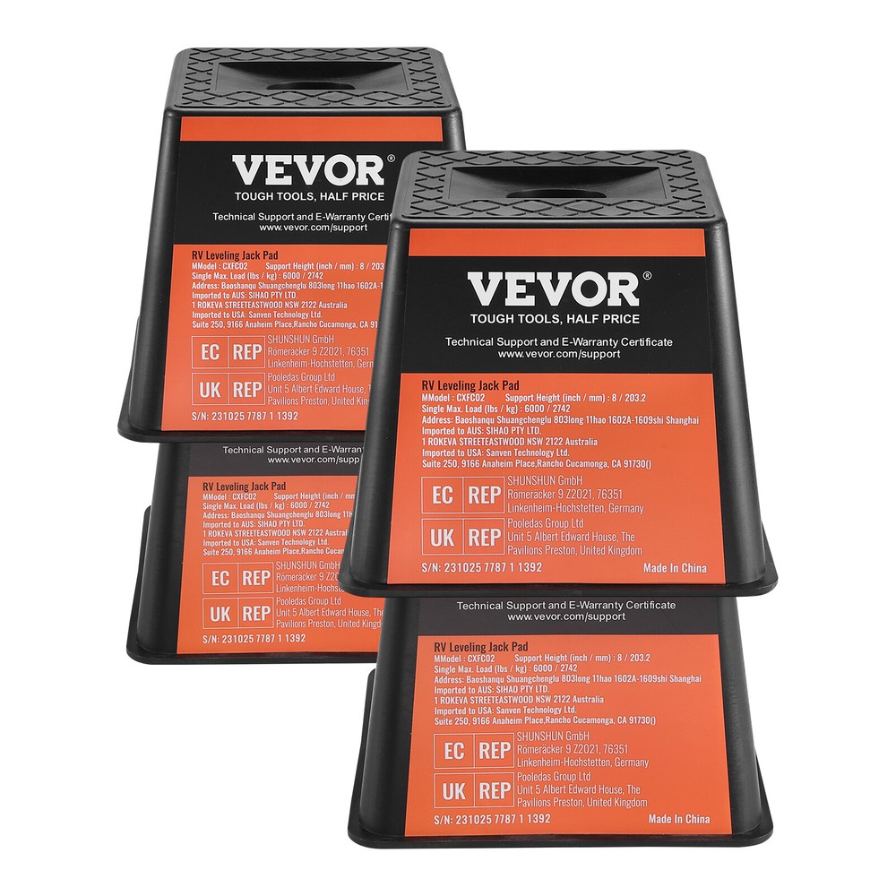 4-Pack Trailer Jack Blocks 6000LBS RV Leveling Block RV Camper Stabilizer Stands