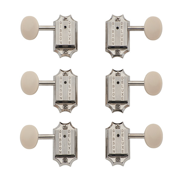Gibson PMMH-060 Deluxe White Button Tuner Set, Vintage Nickel