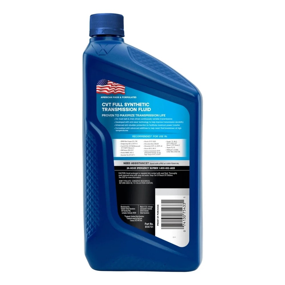 (2 pack) Valvoline Full Synthetic CVT Continuously Variable Transmission Fluid