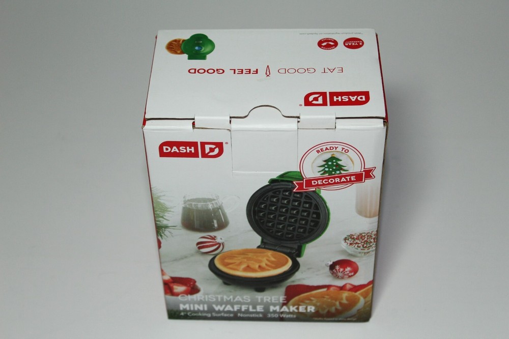 Dash Christmas Tree Mini Waffle Maker - 4" - Brand New In Box