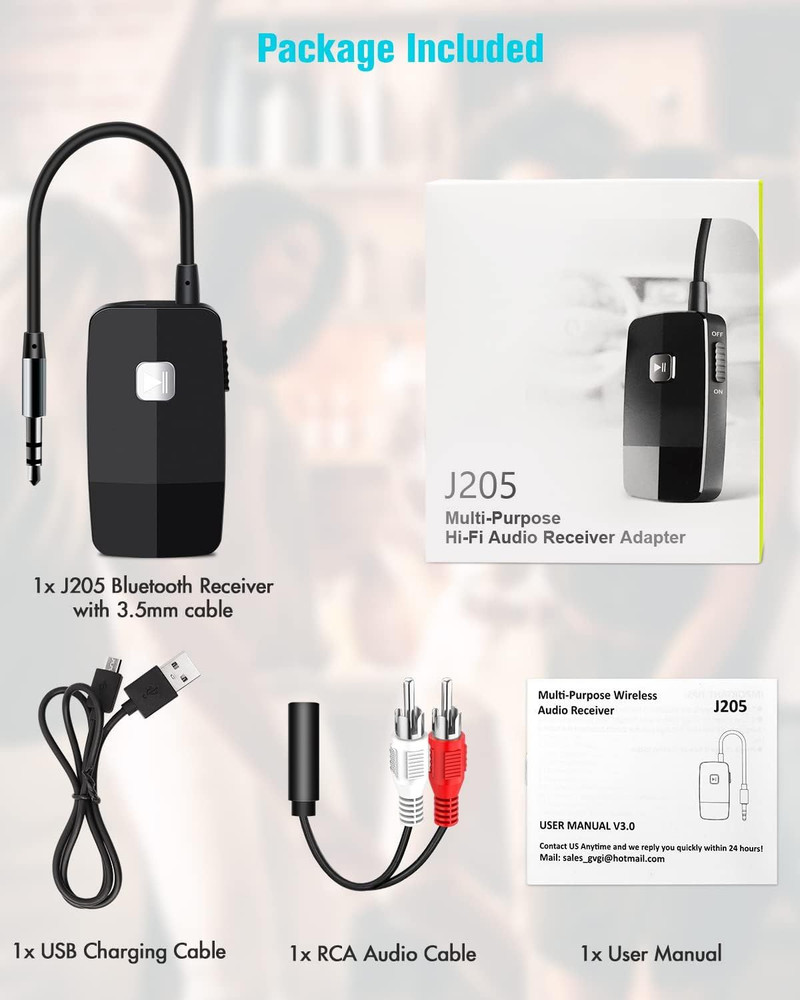 Golvery Upgraded Bluetooth 5.3 Receiver for Speaker, Wireless Audio Black