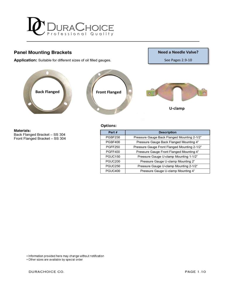 Dry Gauge U-Clamp 1-1/2"