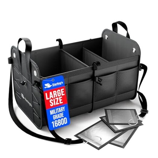 Car Trunk Organizer – Collapsible Storage Box with Adjustable Large Black