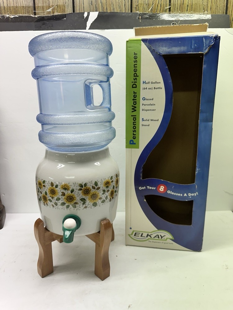 Water Crock Solid Ceramic Porcelain Dispenser 64 Oz Personal Tabletop Display