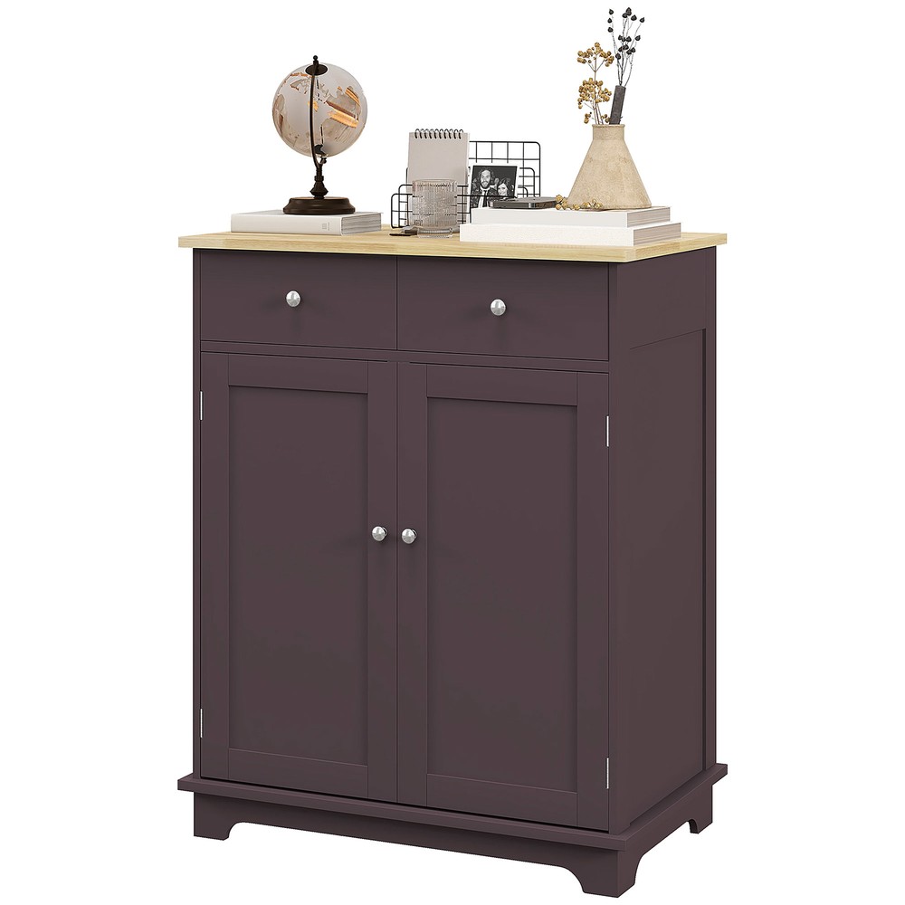 Kitchen Storage Cupboard Organizer Cabinet Drawers & Adjustable Shelf, Coffee