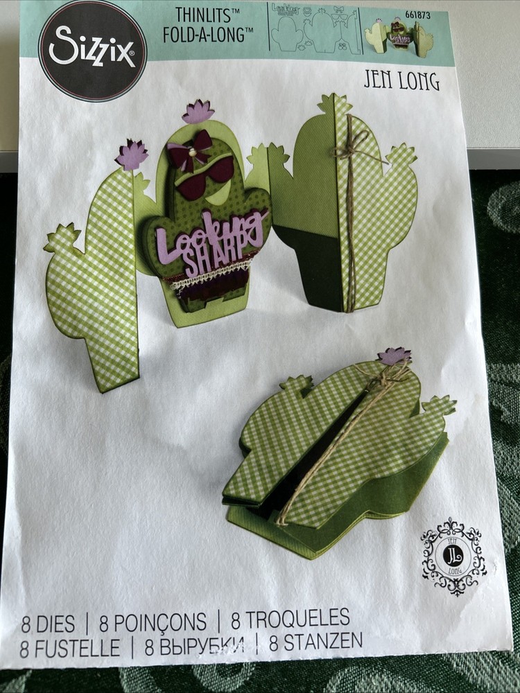 Lot Of 3 Sizzix Thinlits Fold A Long Framelits Step Ups Hearts Cactus Cards