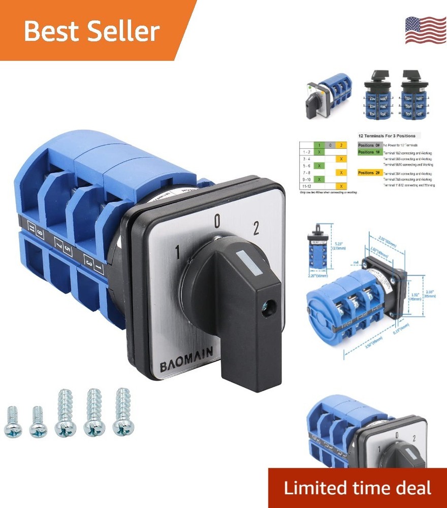 3-Position Rotary Switch - 660V 63A  Panel Mount with Reliable Touch Control