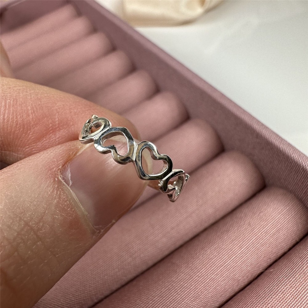 Plain 925 Sterling Silver 4mm Adjustable Inverted Hearts Band Toe Ring / Rings