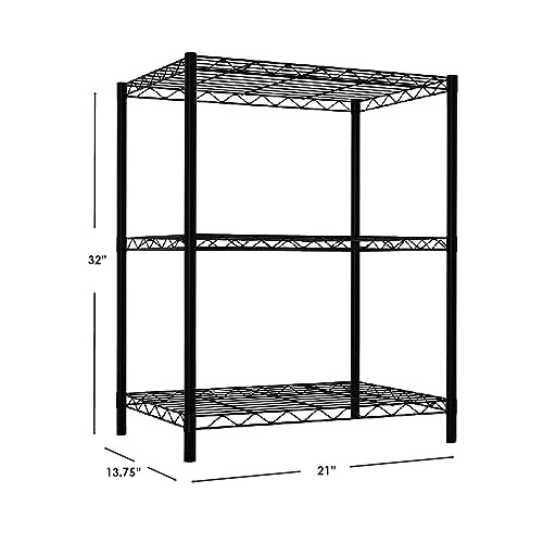 HOME BASICS WIRE SHELVING STORAGE UNIT (3 TIER) - BLACK