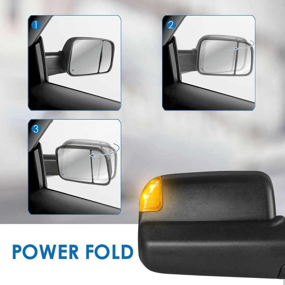 Power Fold Heated Tow Mirrors w/ Temp Sensor For 2009-2017 Dodge Ram 1500-3500