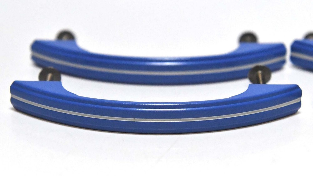 4 VINTAGE MATCHING RETRO BLUE DRAWER OR CABINET PULLS