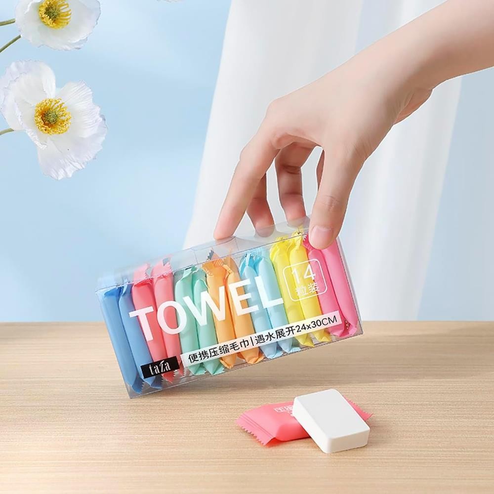 Generic Disposable compressed towel tablets (14 pack), white