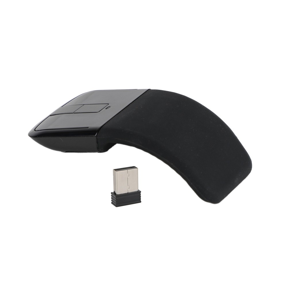 Wireless Mouse with USB Mini Folding Mouse 2.4GHz Arc Optical Touch Mice Black💯