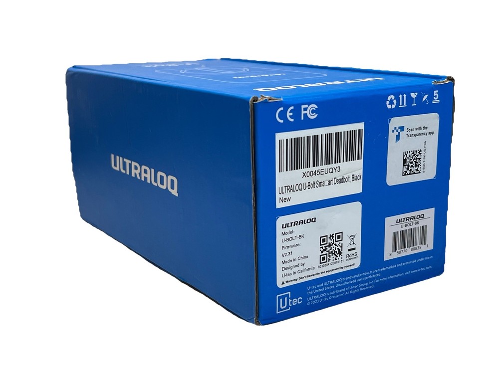 ULTRALOQ U-Bolt Smart Deadbolt Model U-Bolt-BK Version 2.31