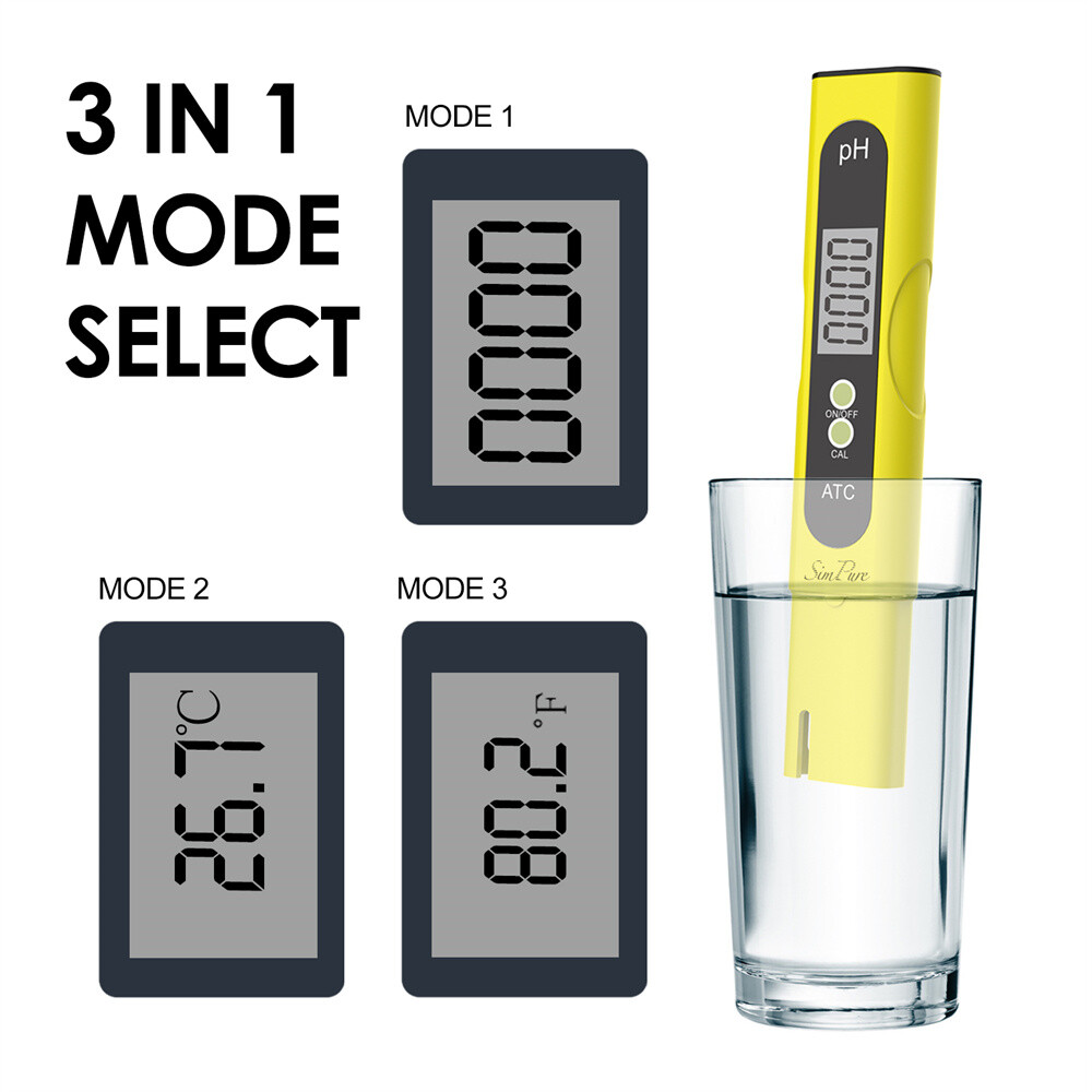 2-Pack PH Meter PH Level Test Pen Electrode Sensor Reader for Pond, Tape Water