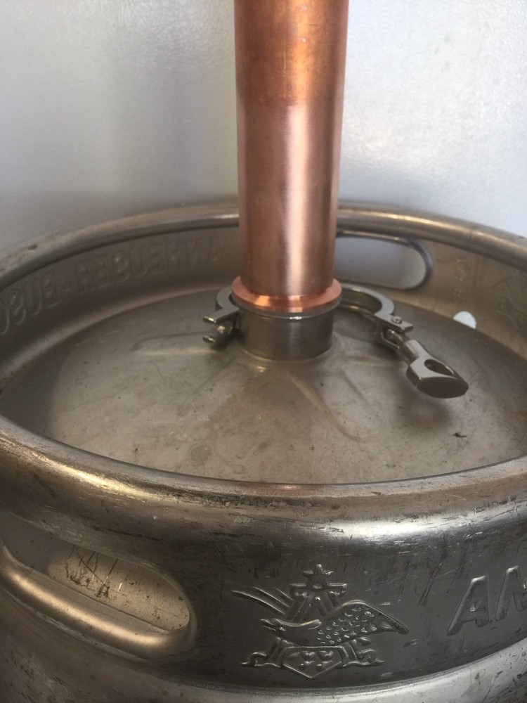 Beer Keg Still Column Adapter DIY Kit 2" Copper Tri Clamp, Ferrule, Gasket, Pipe