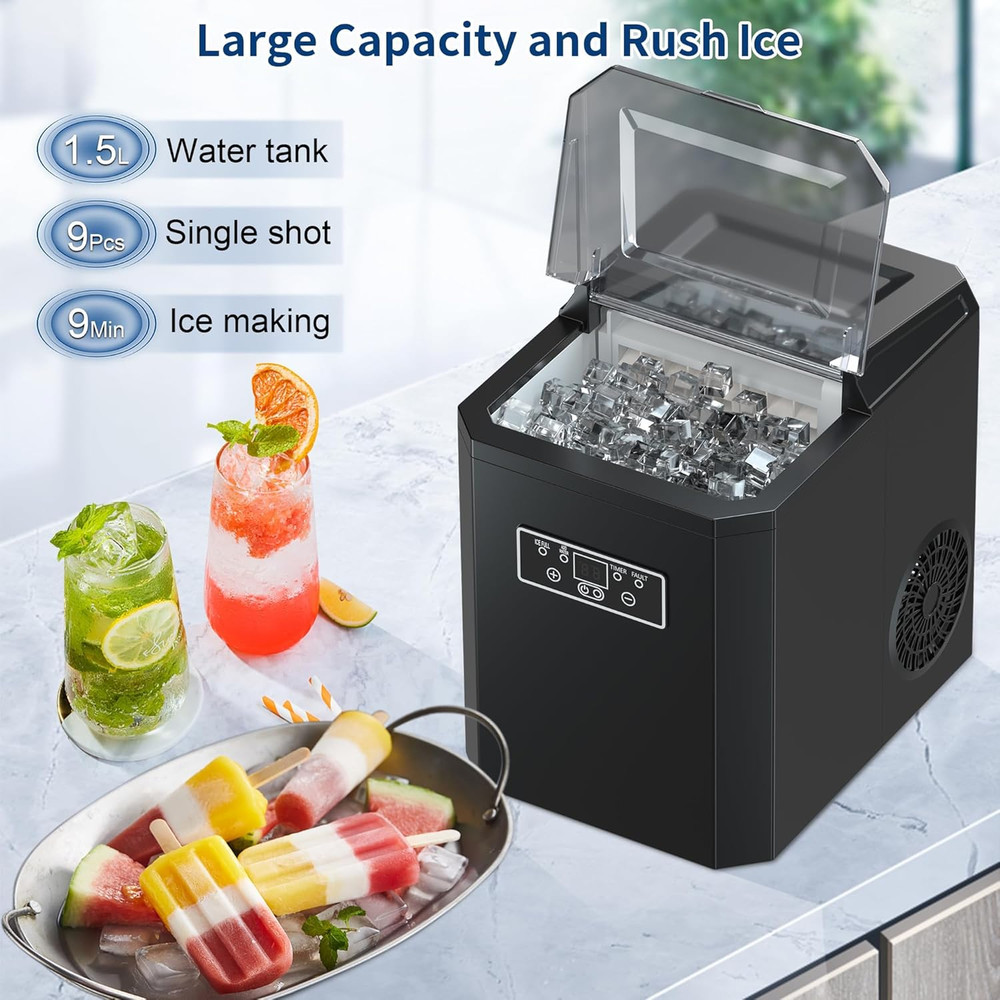 Countertop Ice Maker Machine, 44LBS Ice Cube Maker, Portable Small Ice Cube Mach