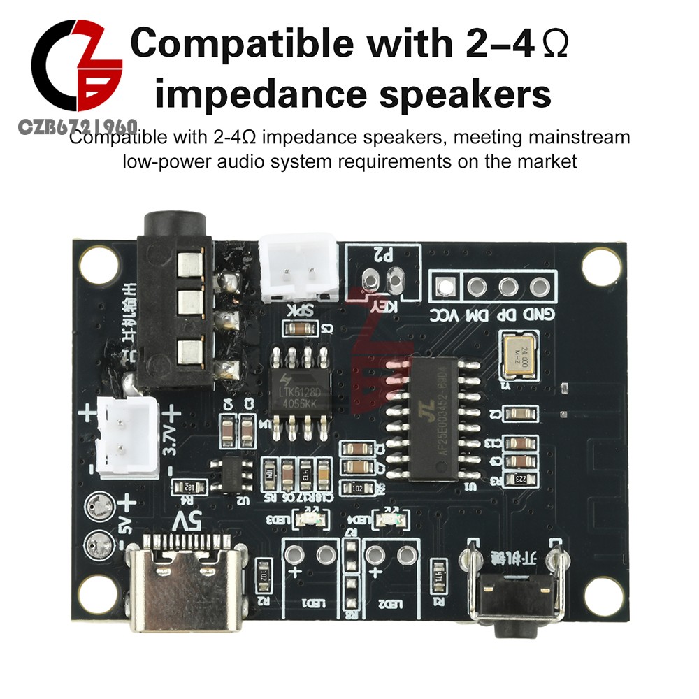 5PCS DC 5V 5W Bluetooth Amplifier Board Mono Mini Audio Module Type C Interface