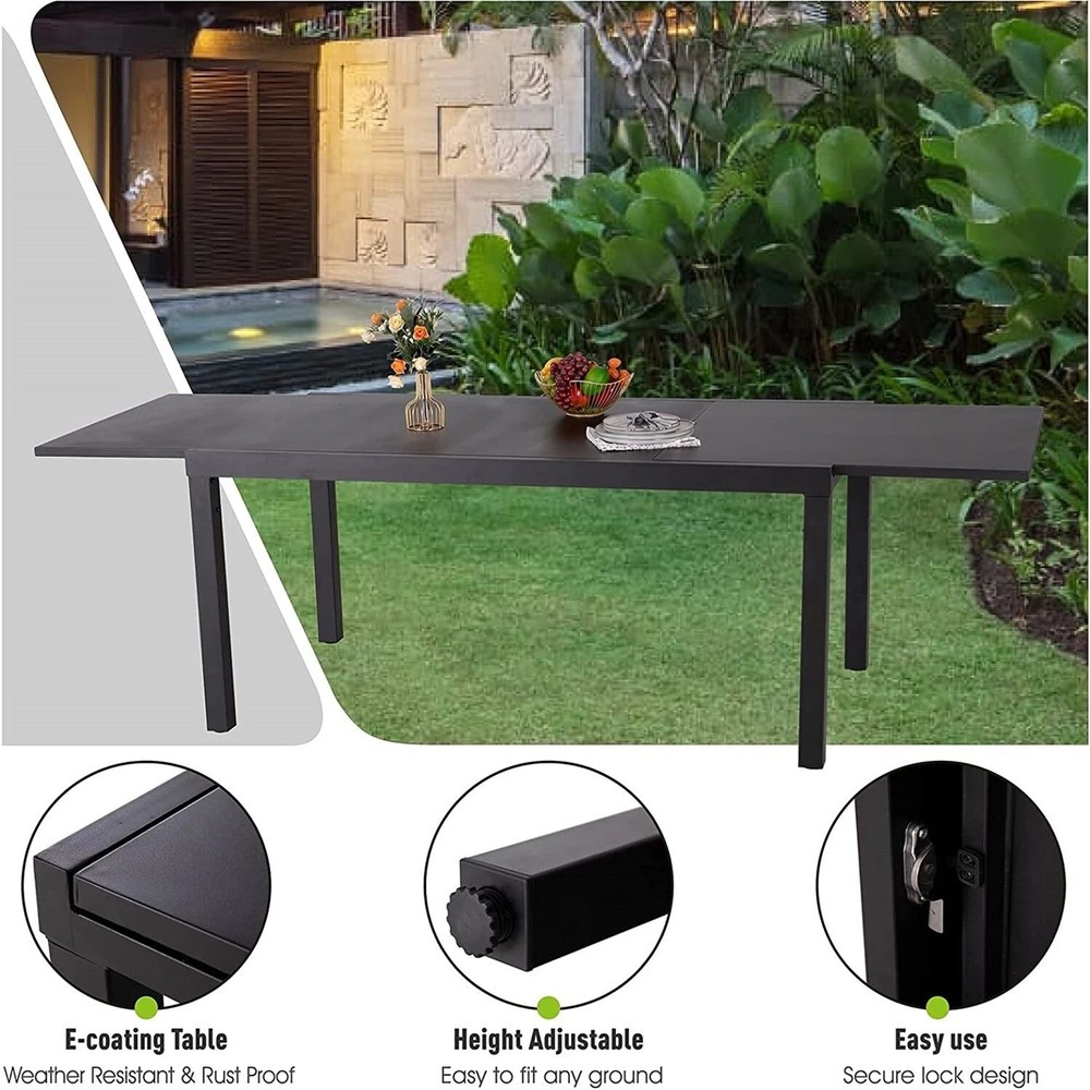 Outdoor Dining Table Patio Dining Table Expandable Adjustable Candlelight Dinner