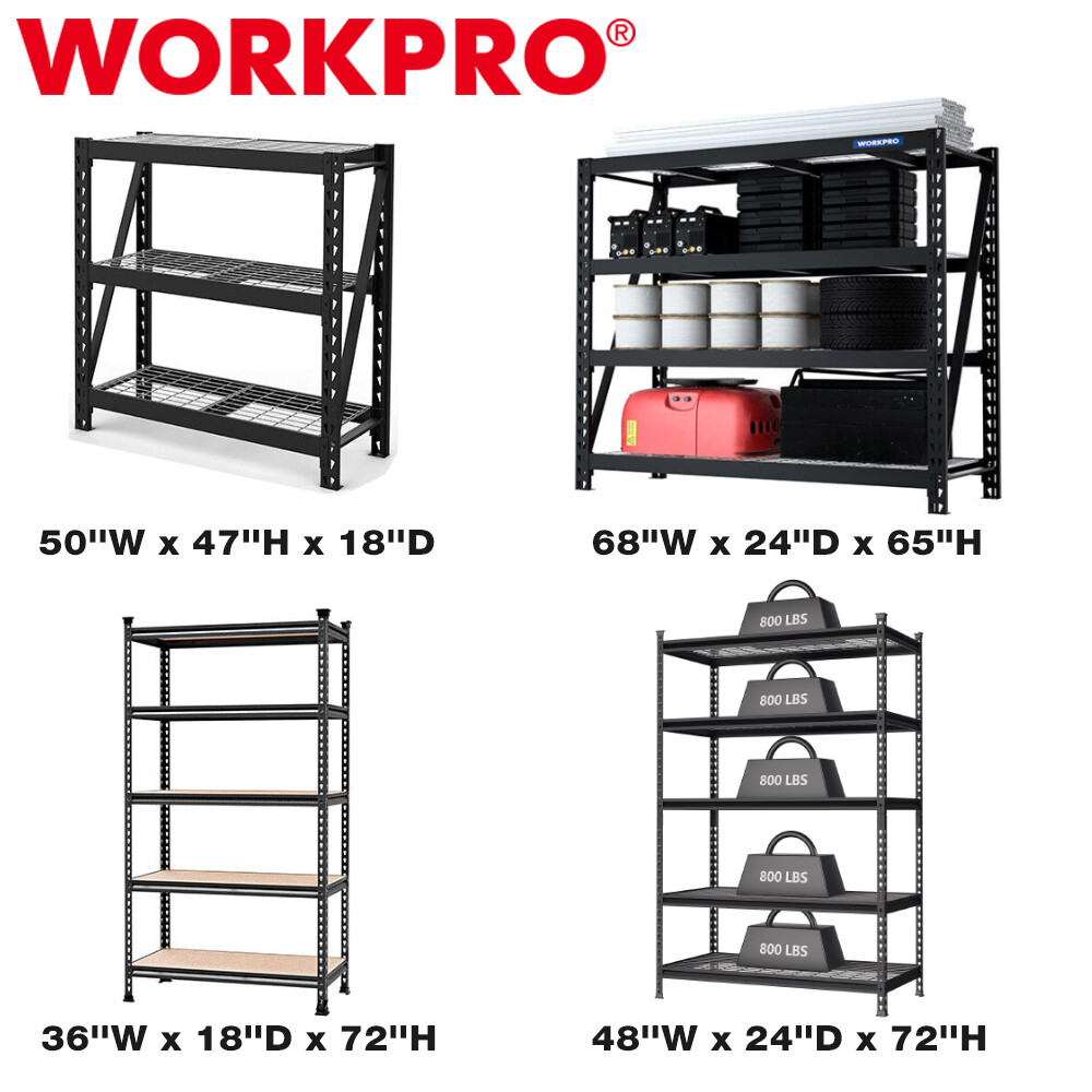 WORKPRO Heavy Duty Metal Storage Shelving Unit Adjustable Storage Rack MultiSize