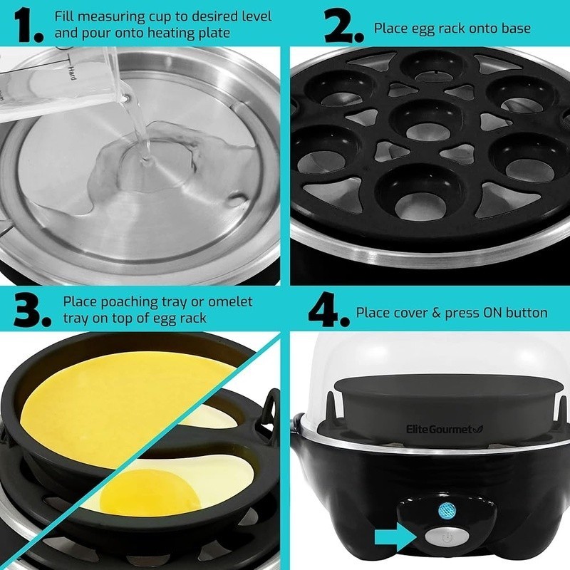 Egg Cooker Rapid Boil 7 Egg Capacity Easy Peel Auto Shut Off Multi Function New