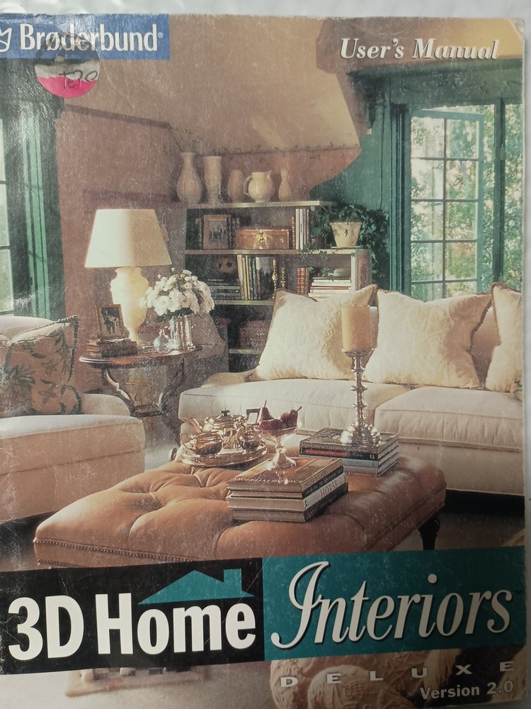 Broderbund 3D Home Interiors Deluxe Version 2.0 Program User's Manual Only W4