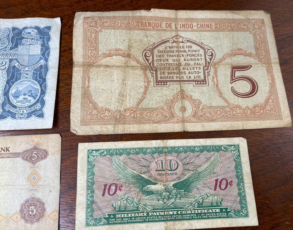 Early World Foreign Countries 5 Banknotes lot