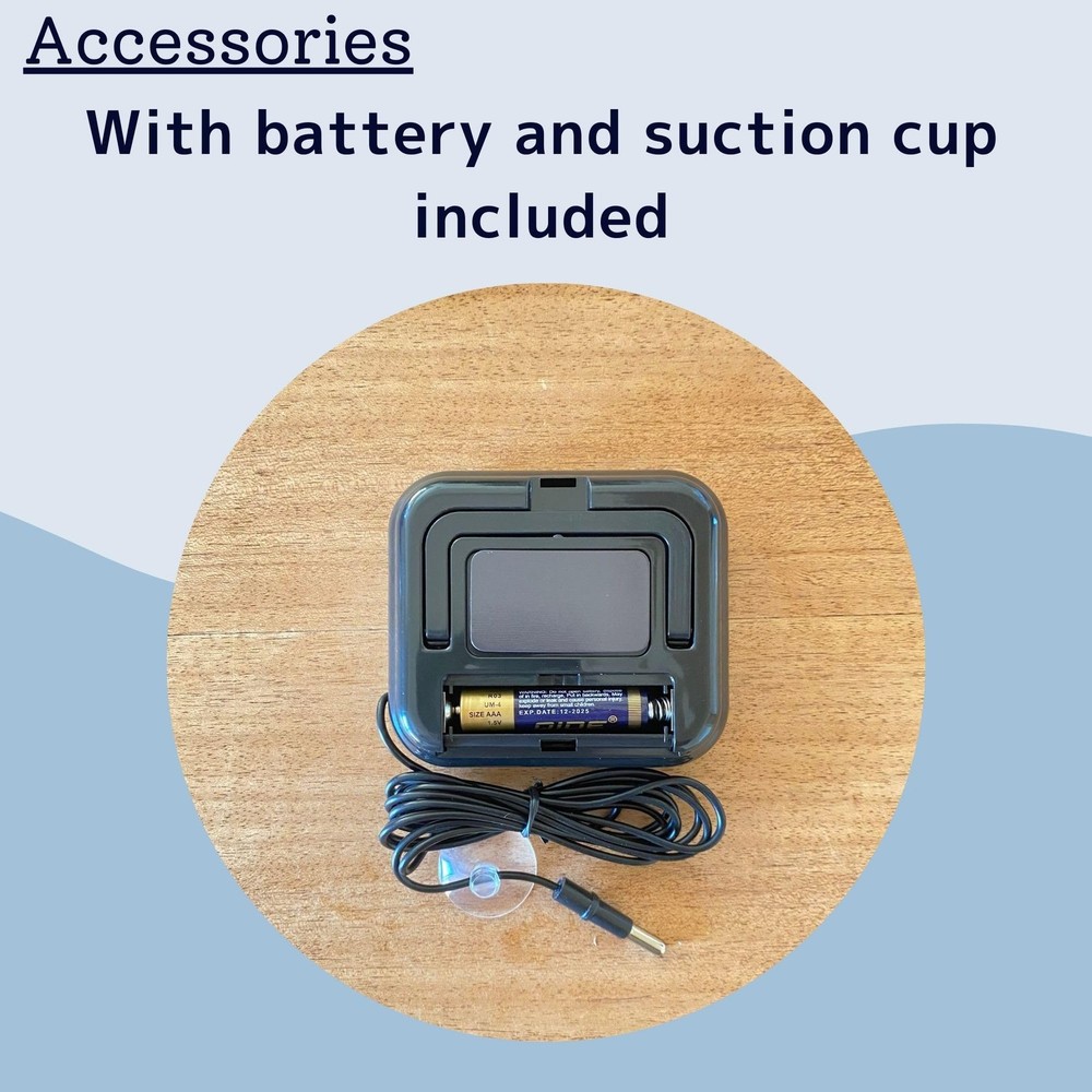 HATUSOKU Digital Thermometer with External Sensor, Magnet, Suction Cup, Black