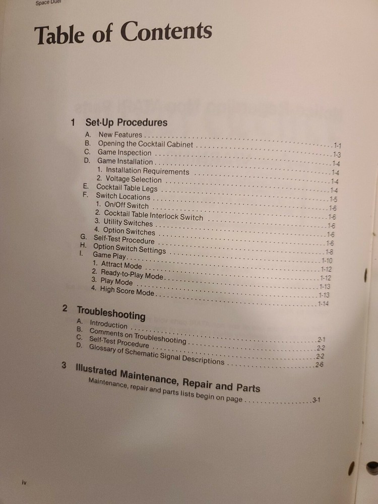 Atari Space Duel Arcade Game Machine Operation Service Manual
