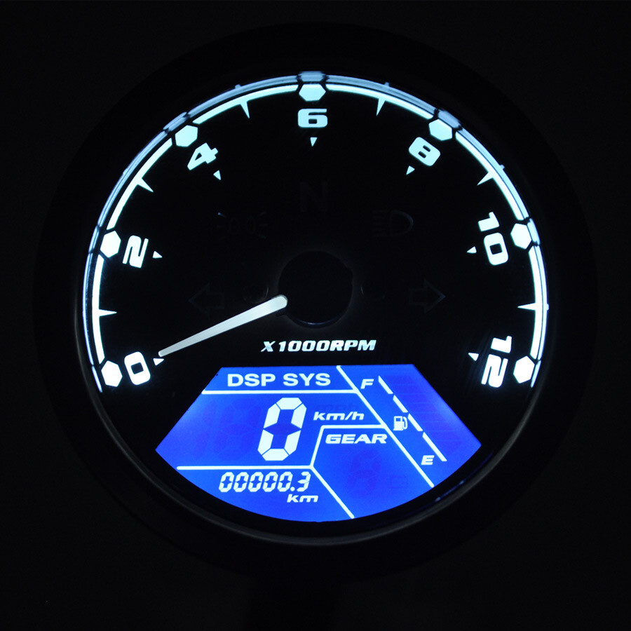 Digital Gauge Motorcycle Speedometer Tachometer Odometer MPH KM/H Universal