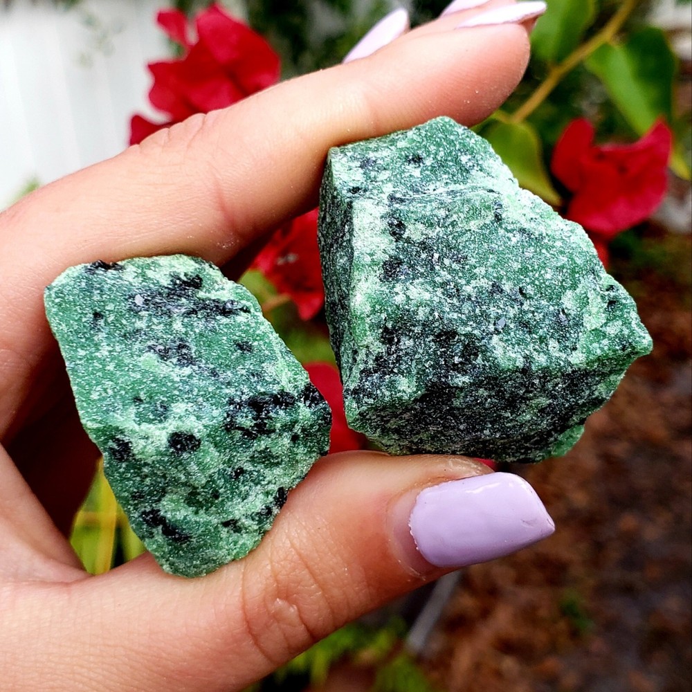 ruby zoisite rough natural crystal healing gemstones - 2pc set