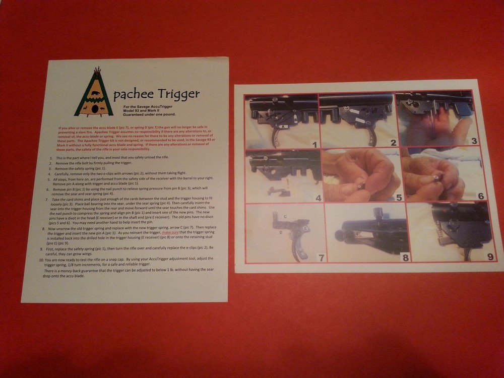 Apachee Trigger kit for Savage Mark II and model 93 with E receiver