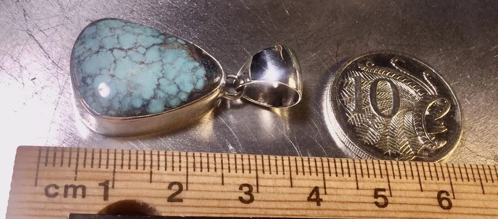 Genuine 925 Sterling Silver Turquoise Gemstone Pendant