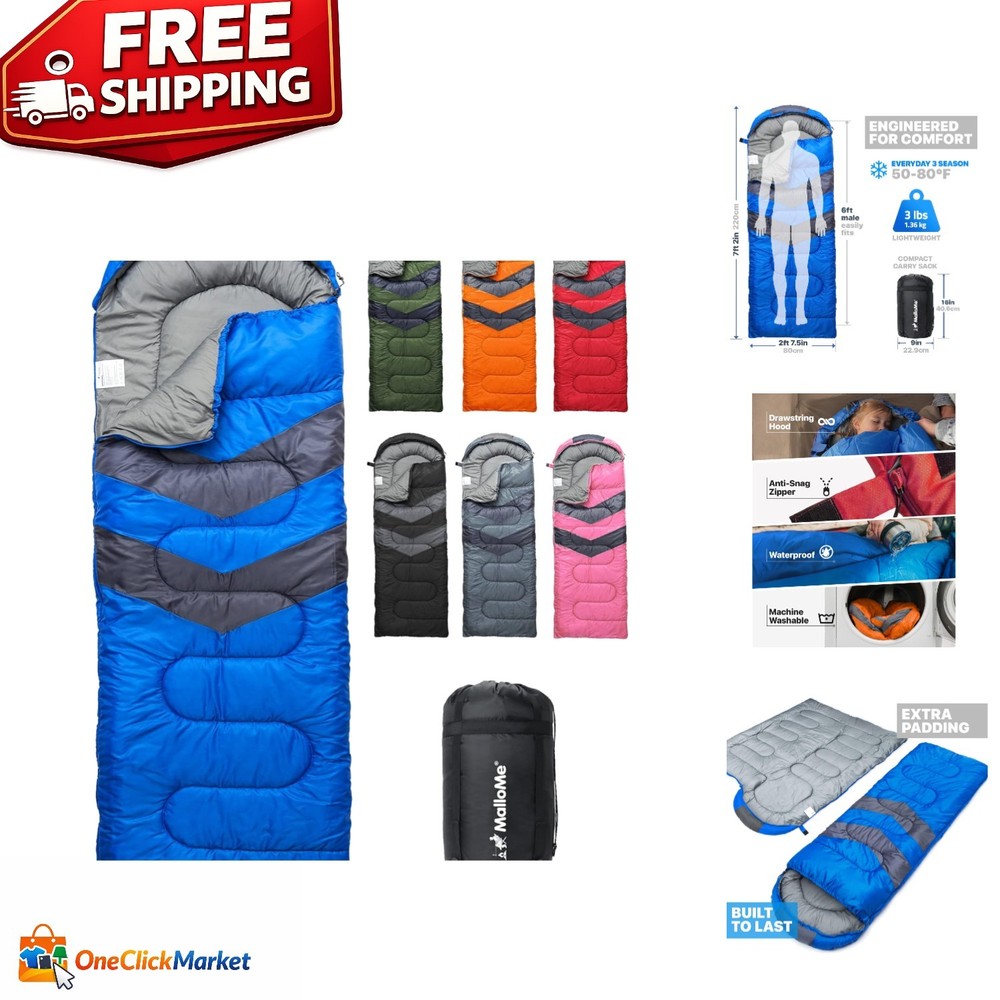 Versatile Rectangular Sleeping Bag – Lightweight Camping Essentials for All Ages