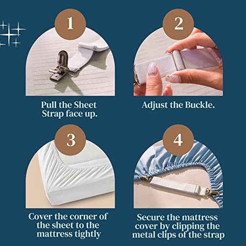 4 PCS Bed Sheet Clips Keep Bedsheets in Place - Corner Bands 4 Pcs White